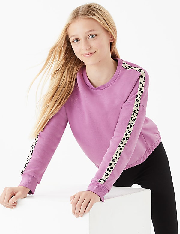 Cotton Rich Leopard Stripe Sweatshirt (6-16 Yrs)