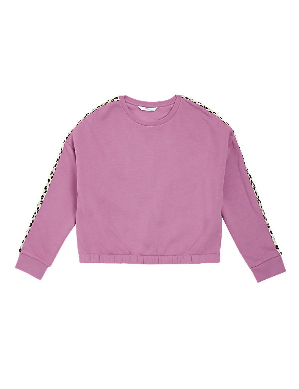 Cotton Rich Leopard Stripe Sweatshirt (6-16 Yrs)