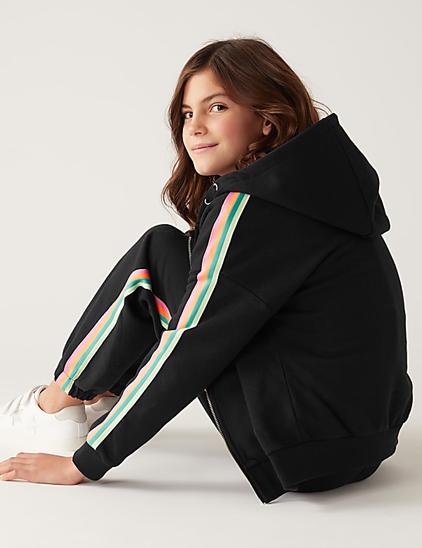 Cotton Rich Striped Hoodie