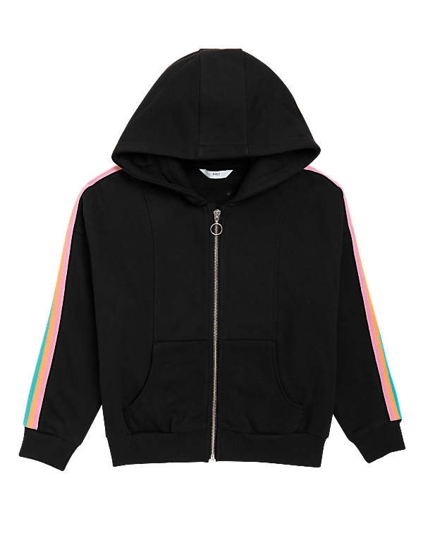 Cotton Rich Striped Hoodie