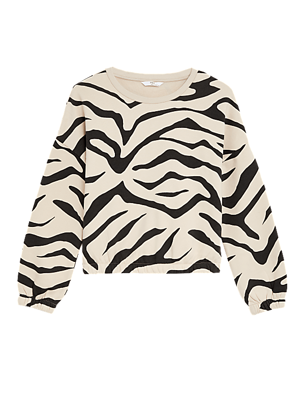 Cotton Rich Zebra Print Sweatshirt