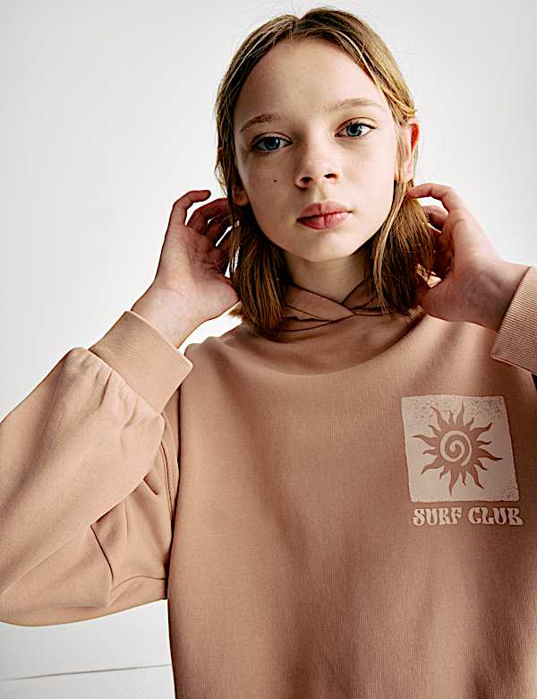 Sudadera con capucha de algod&oacute;n con gr&aacute;fico surfero (6-16 a&ntilde;os) - ES