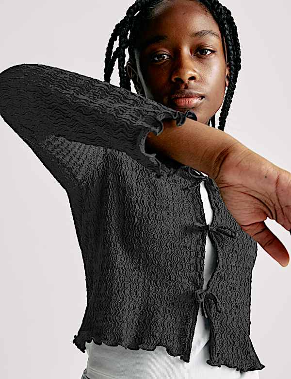 Textured Tie Cardigan (6-16 Yrs) - HU