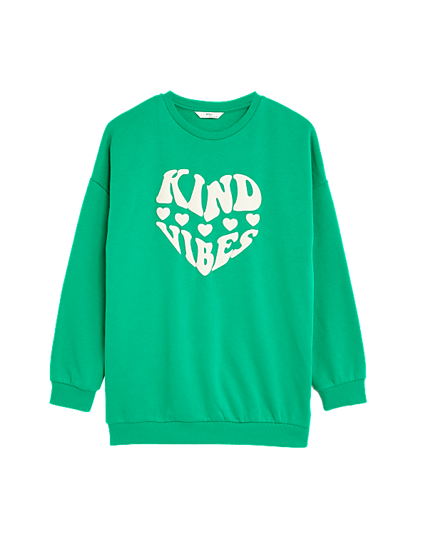 Cotton Rich Kind Vibes Slogan Sweatshirt