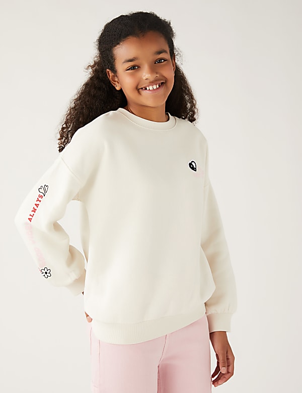 Cotton Rich Slogan Sweatshirt