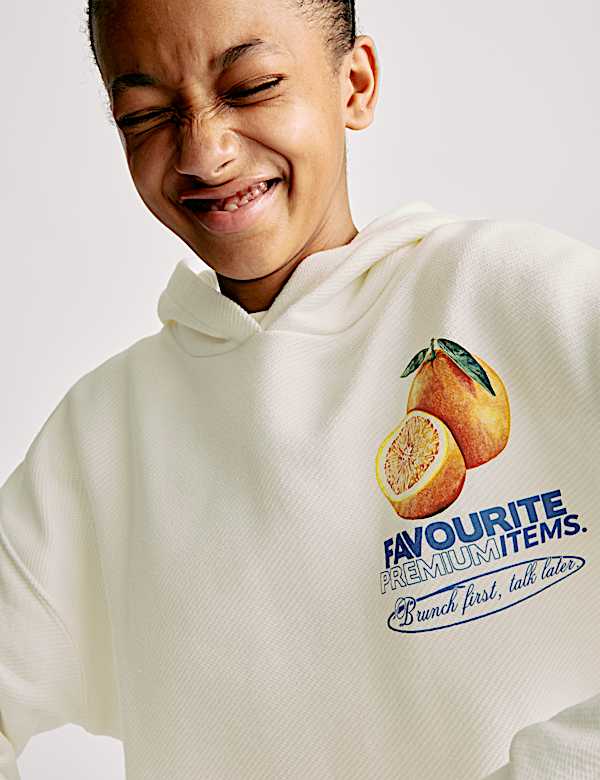 Sweat en coton à capuche avec imprimé (du 6 au 16 ans) - LU