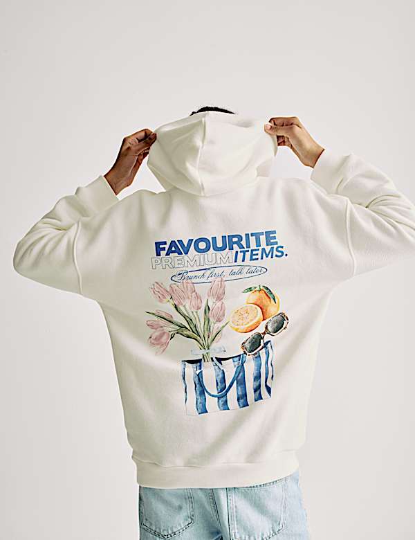 Εμπριμέ φούτερ με κουκούλα, με υψηλή περιεκτικότητα σε βαμβάκι (6-16 ετών) - GR