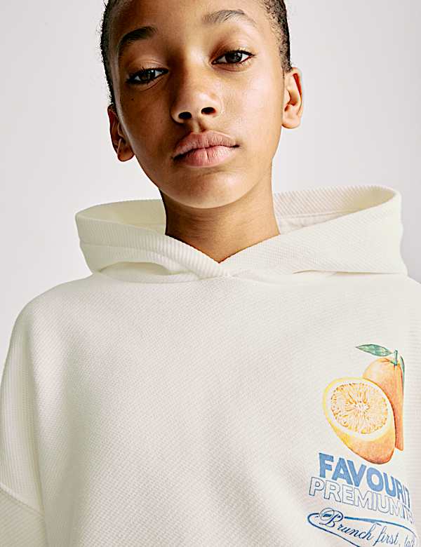 Εμπριμέ φούτερ με κουκούλα, με υψηλή περιεκτικότητα σε βαμβάκι (6-16 ετών) - GR