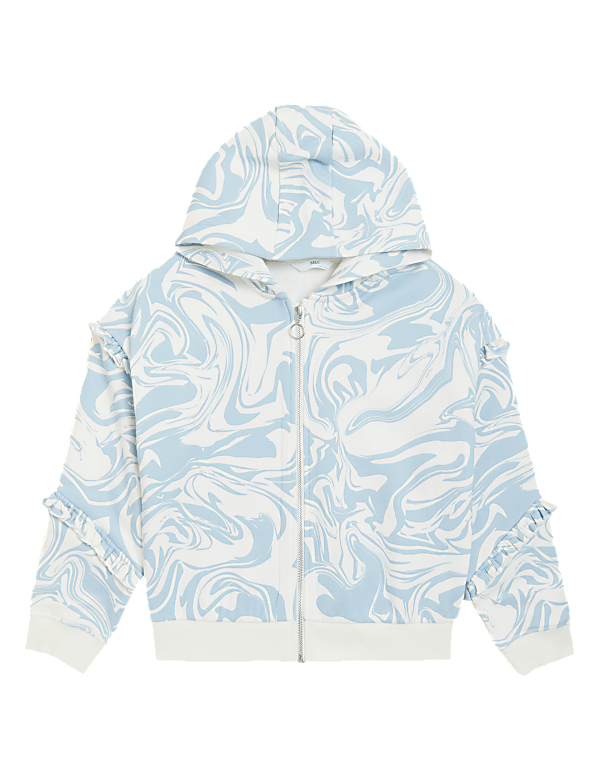 Buy Cotton Rich Marble Print Zip Hoodie at Marks Spencer