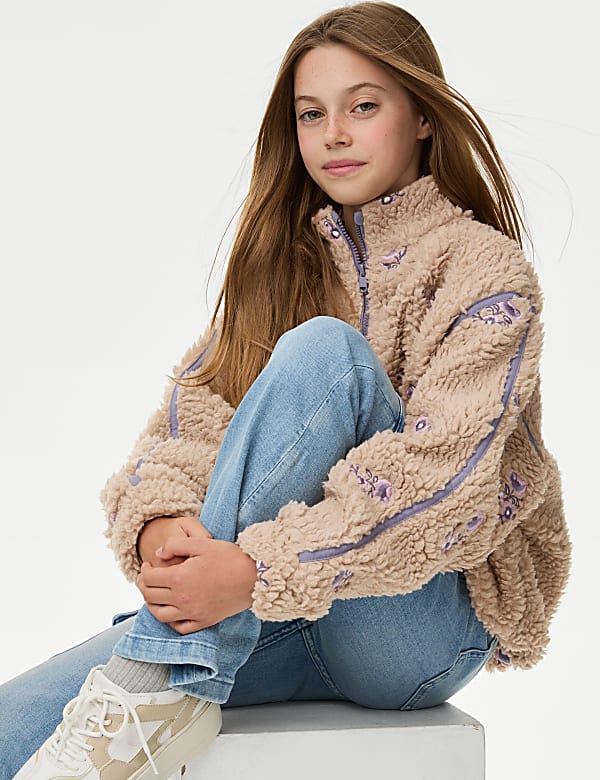 Veste imitation peau de mouton à motif fleuri (du 6 au 16&nbsp;ans) - BE