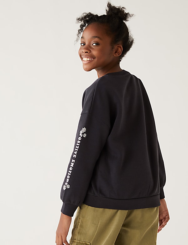 Cotton Rich Floral Sequin Sweatshirt