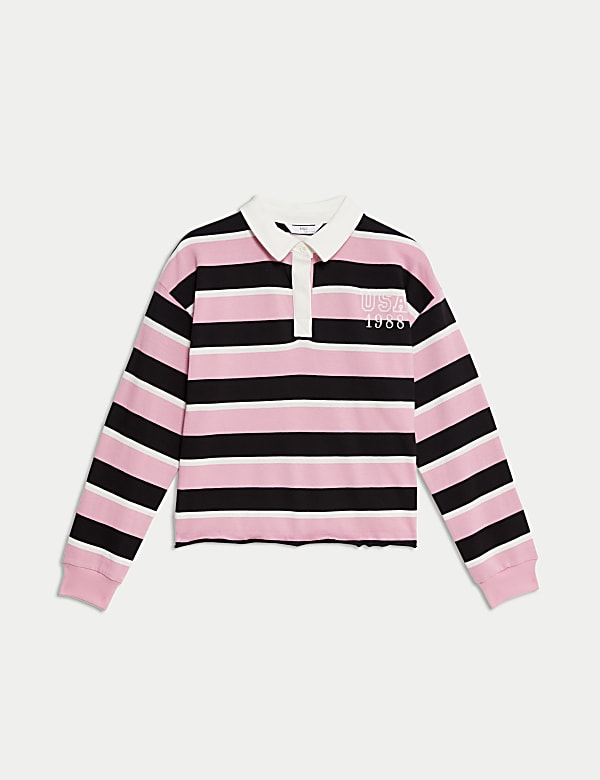 Pure Cotton Striped Rugby Top (6-16 Yrs) - JO