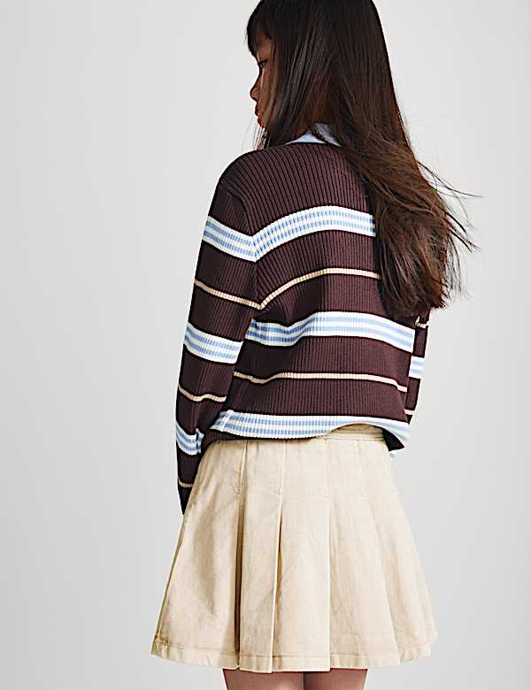 Pure Cotton Pleated Mini Skirt (6-16 Yrs)