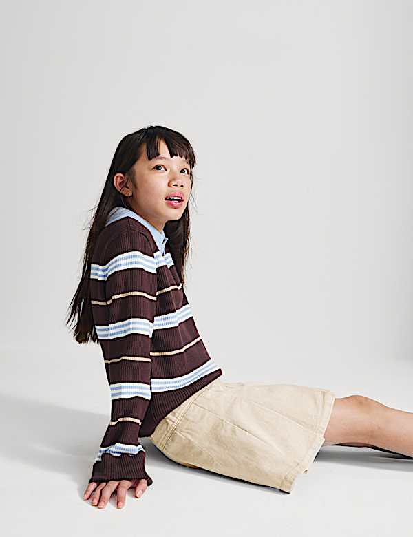 Pure Cotton Pleated Mini Skirt (6-16 Yrs)