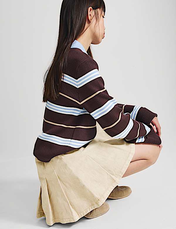Pure Cotton Pleated Mini Skirt (6-16 Yrs)