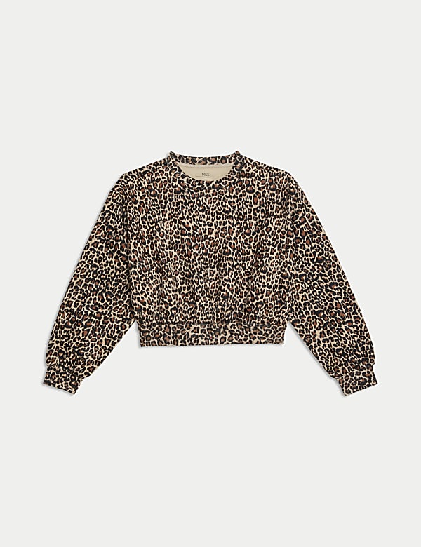 Cotton Rich Leopard Sweatshirt (616 Years) MULTI Jumpers M&S KR