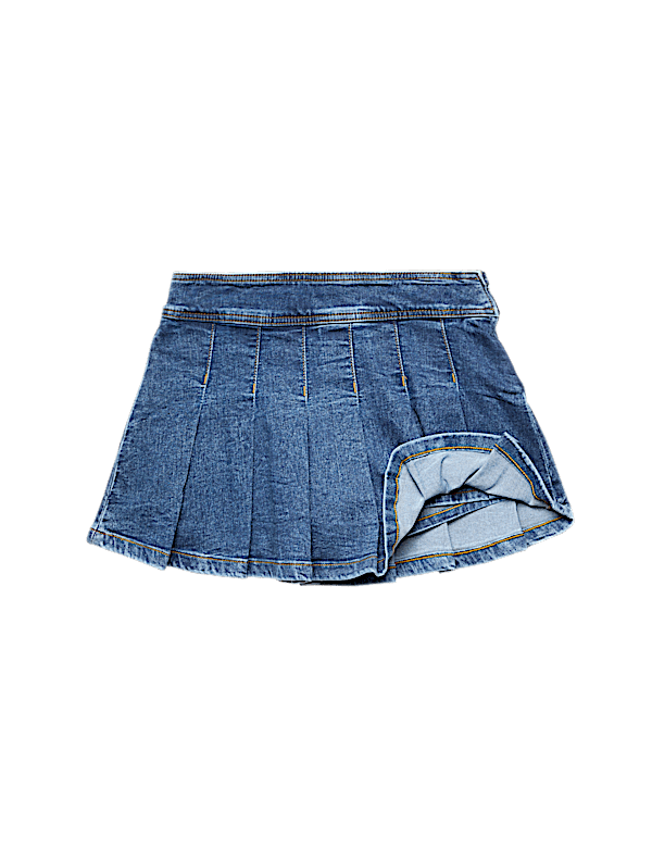 Denim Pleated Mini Skort (6-16 Yrs)