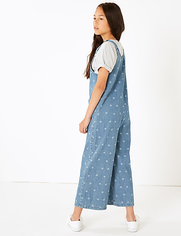 Denim Daisy Print Zip Jumpsuit (3-16 Years)