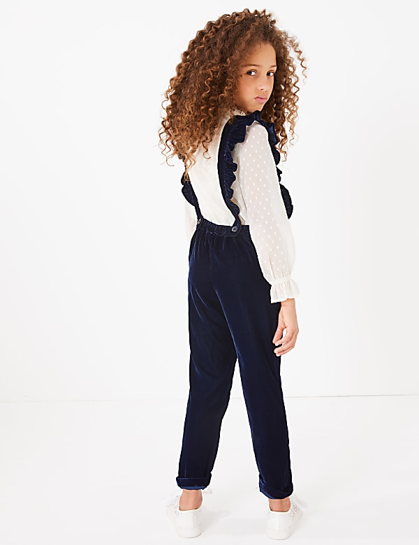 Velvet Ruffle Jumpsuit (3-16 Years)