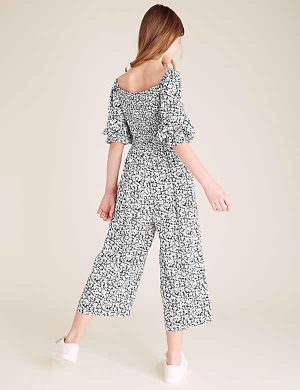 Floral Print Shirred Jumpsuit (6-14 Yrs)