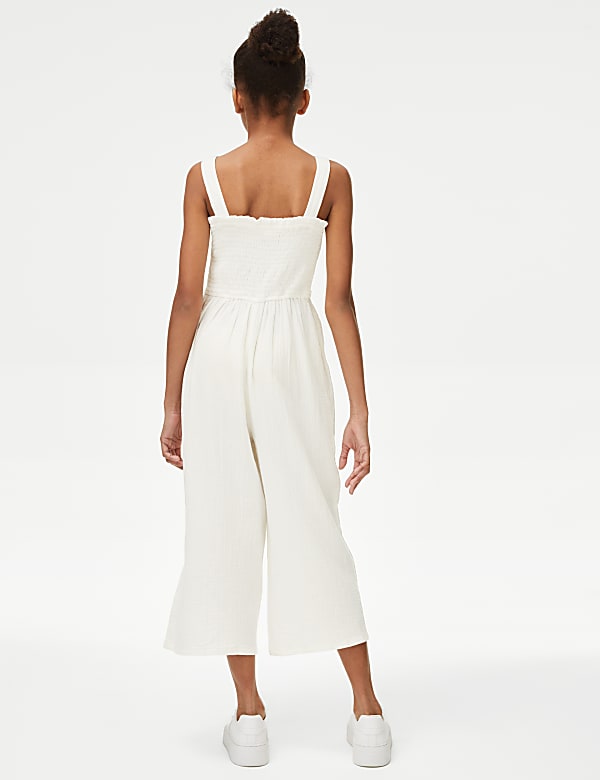 Pure Cotton Shirred Jumpsuit (6-16 Yrs)