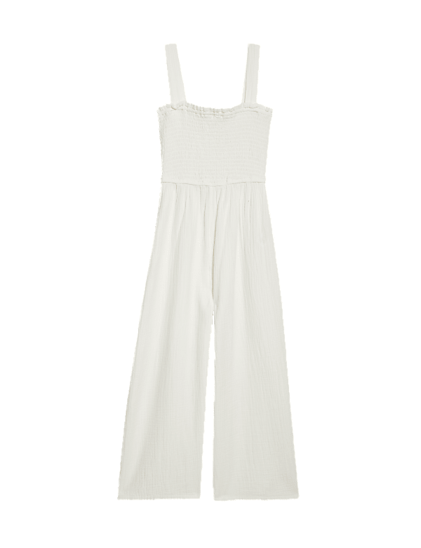 Pure Cotton Shirred Jumpsuit (6-16 Yrs)