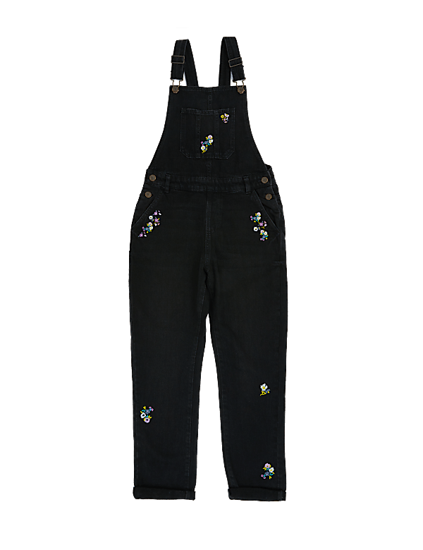 Pure Cotton Denim Embroidered Dungarees (6-16 Yrs)