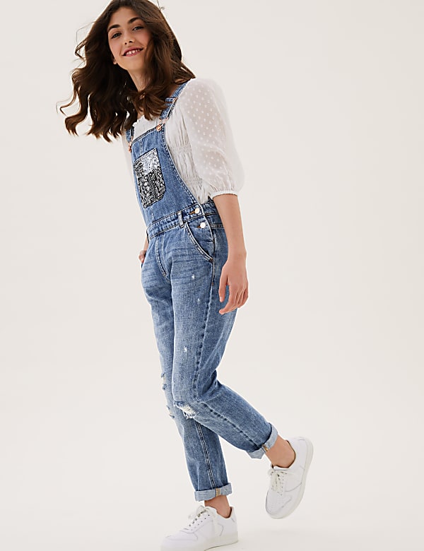 Denim Patchwork Dungarees (6-16 Yrs)