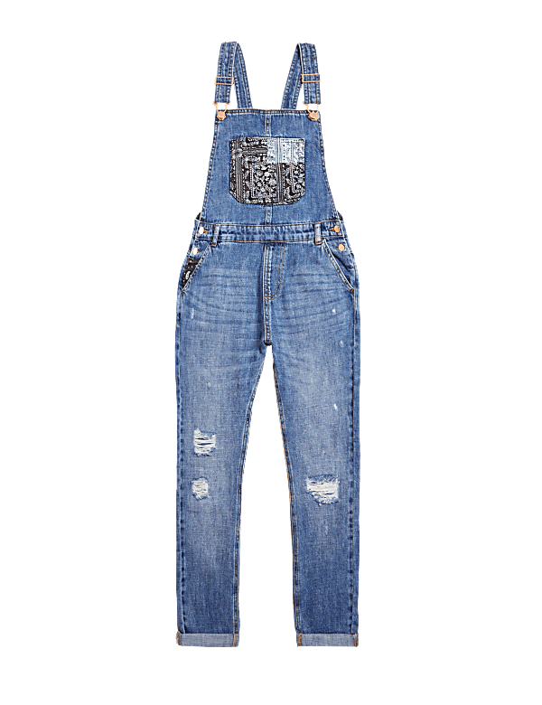 Denim Patchwork Dungarees (6-16 Yrs)