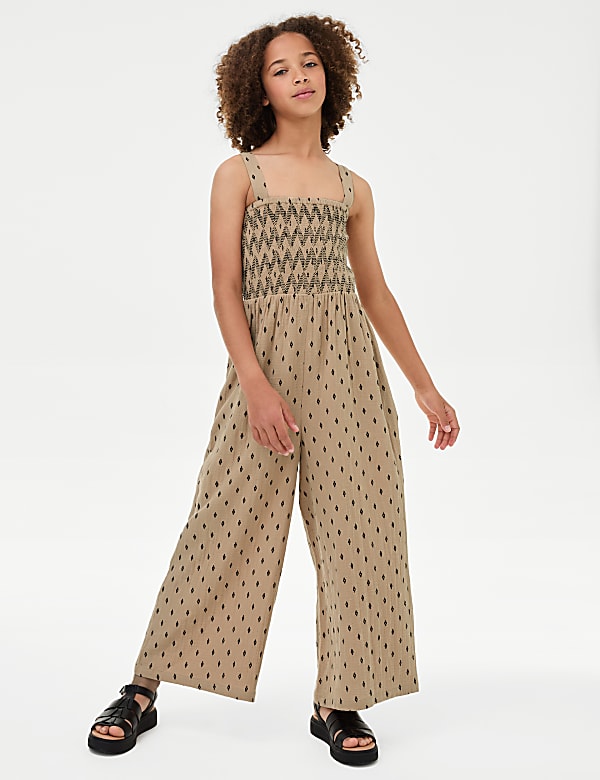 Puur katoenen jumpsuit met ikatprint (6-16 jaar) - BE