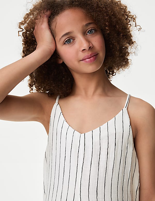 Pure Cotton Striped Wide Leg Jumpsuit (6-16 Yrs)