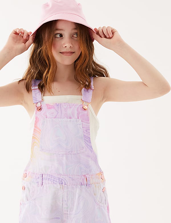 Denim Marble Print Dungarees (6-16 Yrs)