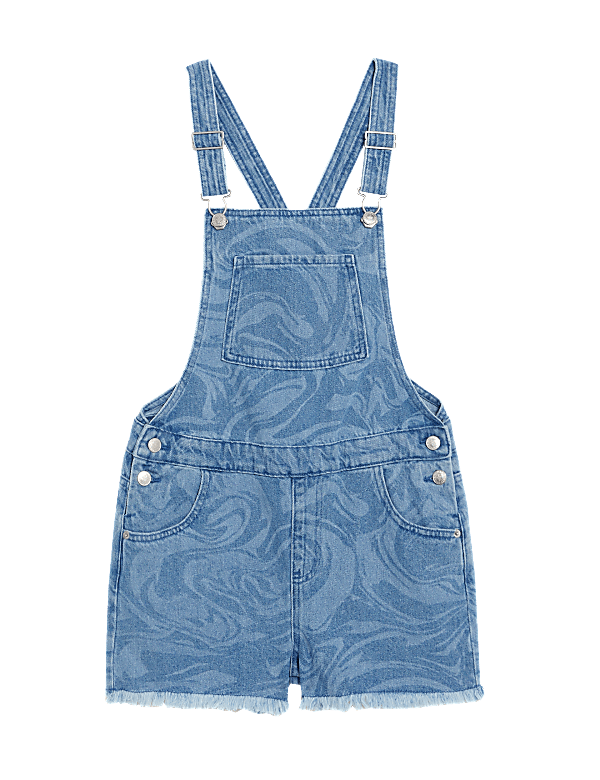 Denim Marble Print Dungarees