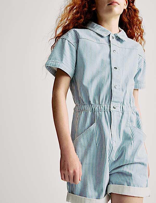 Combishort en jean 100 % coton (du 2 au 16 ans) - LU