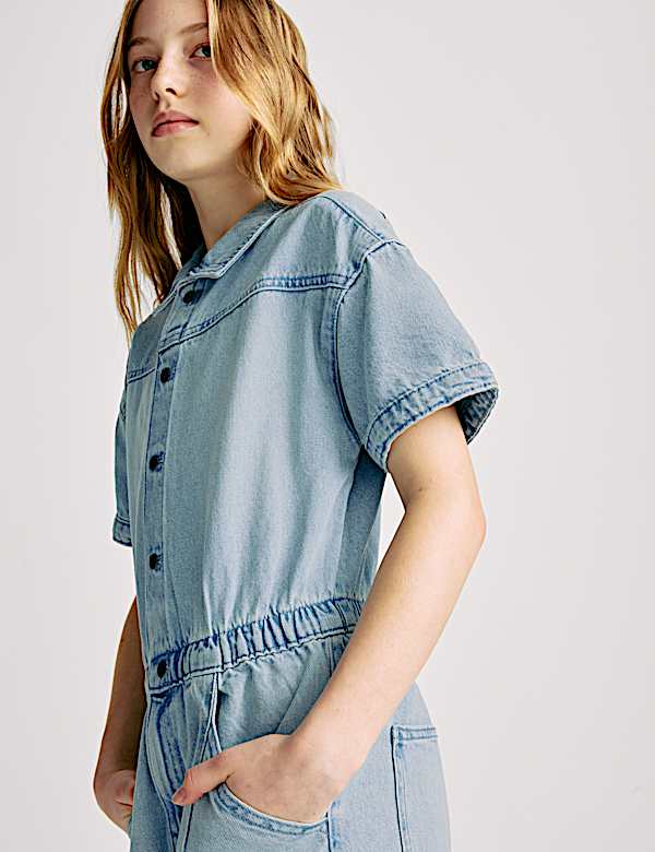 Pure Cotton Denim Playsuit (2-16 Yrs)