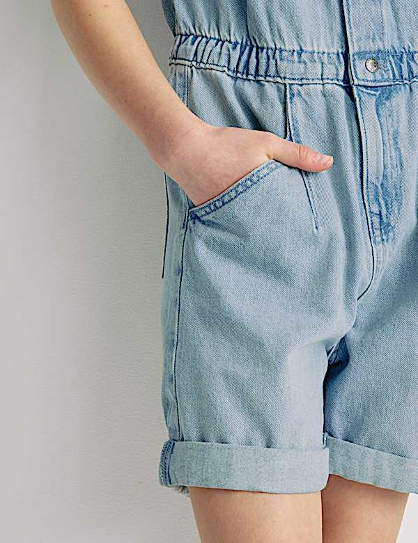 Pure Cotton Denim Playsuit (2-16 Yrs)