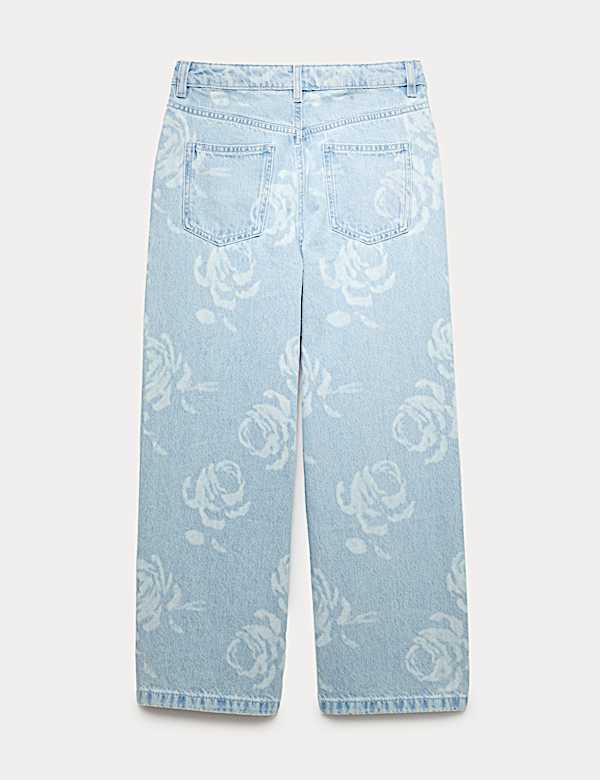 Pure Cotton Floral Print Jeans (6-16 Yrs) - ES