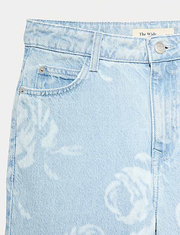 Pure Cotton Floral Print Jeans (6-16 Yrs) - ES