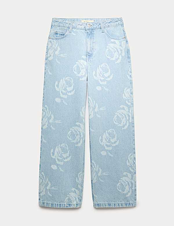 Pure Cotton Floral Print Jeans (6-16 Yrs) - MX