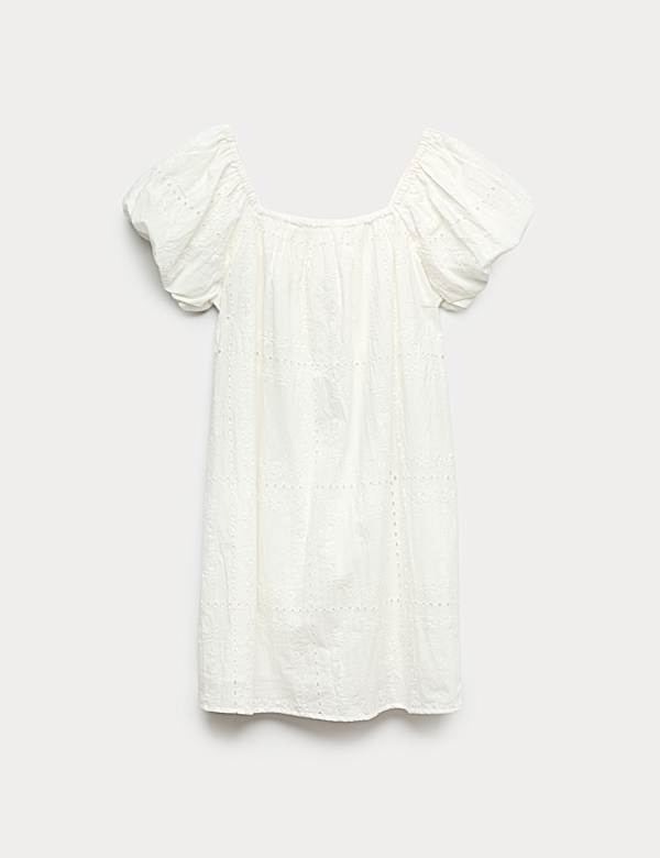 Pure Cotton Puff Sleeve Mini Dress (6-16 Yrs)