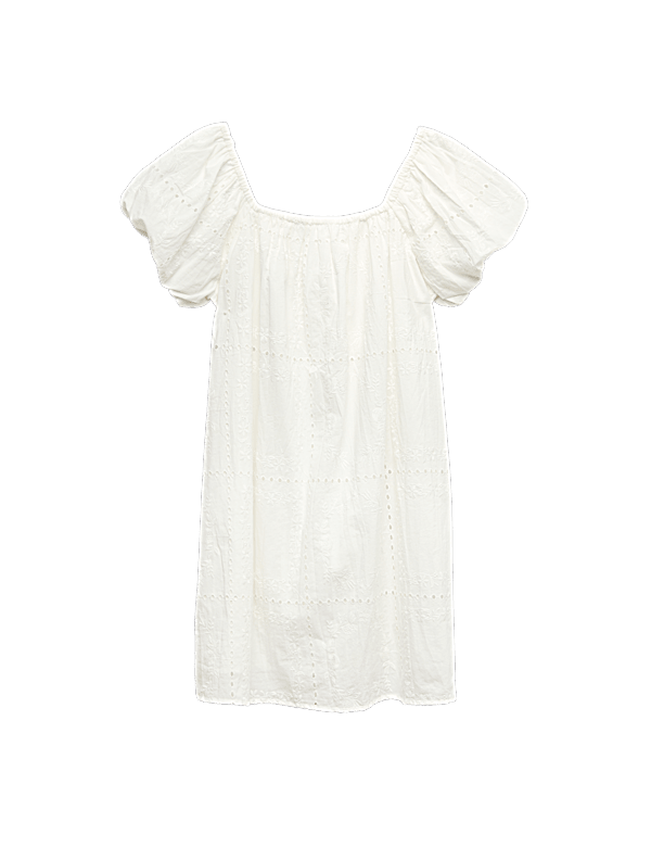 Pure Cotton Puff Sleeve Mini Dress (6-16 Yrs)