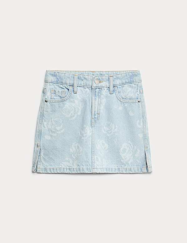 Pure Cotton Floral Denim Skirt (2-16 Yrs) - EE