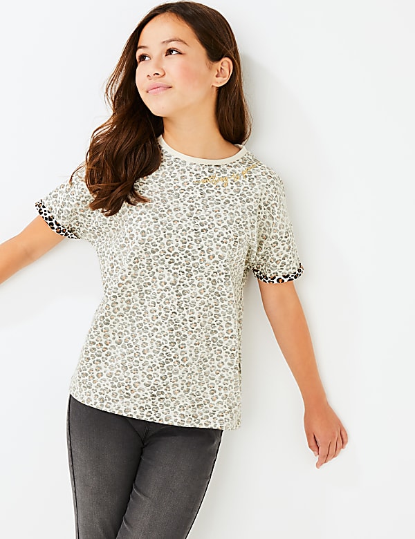 Pure Cotton Leopard Print T-Shirt (3-16 Years)
