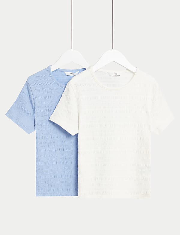 2pk Cotton Rich Textured T-Shirts (6-16 Yrs) - LU