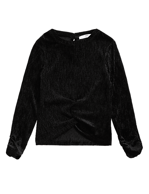 Velvet Pleated Top (6-16 Yrs)