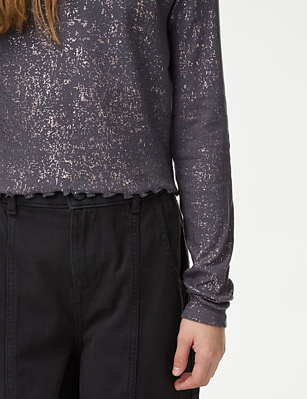 Cotton Rich Foil Ribbed Top (6-16 Yrs) - SK