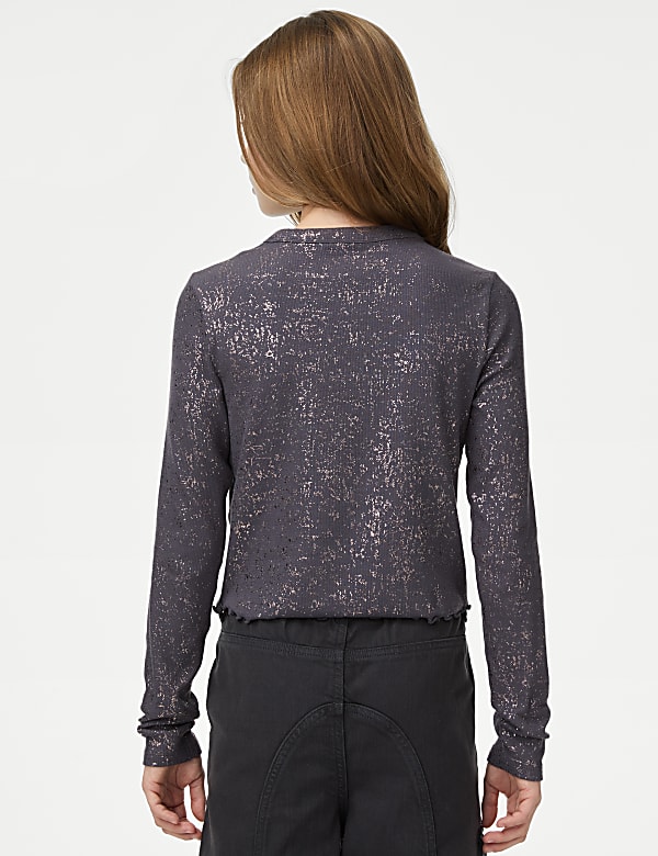 Cotton Rich Foil Ribbed Top (6-16 Yrs) - SK