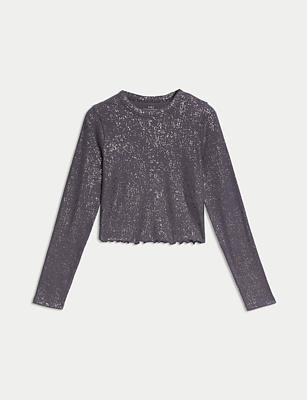 Cotton Rich Foil Ribbed Top (6-16 Yrs) - SK