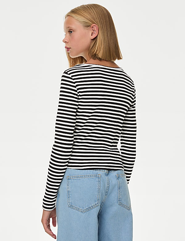 Cotton Rich Striped Ribbed Top (6-16 Yrs)