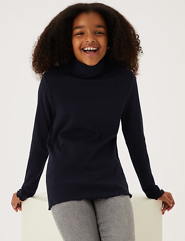 3pk Cotton Rich Polo Neck Tops (6-16 Yrs)